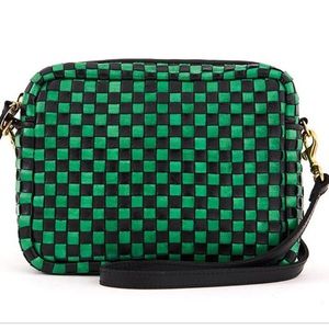 BNWT Clare V midi sac in woven green/black check